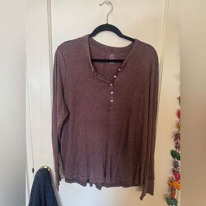 Aerie Real So Soft, Long Sleeve women’s shirt, size XXL, maroon, ribbed